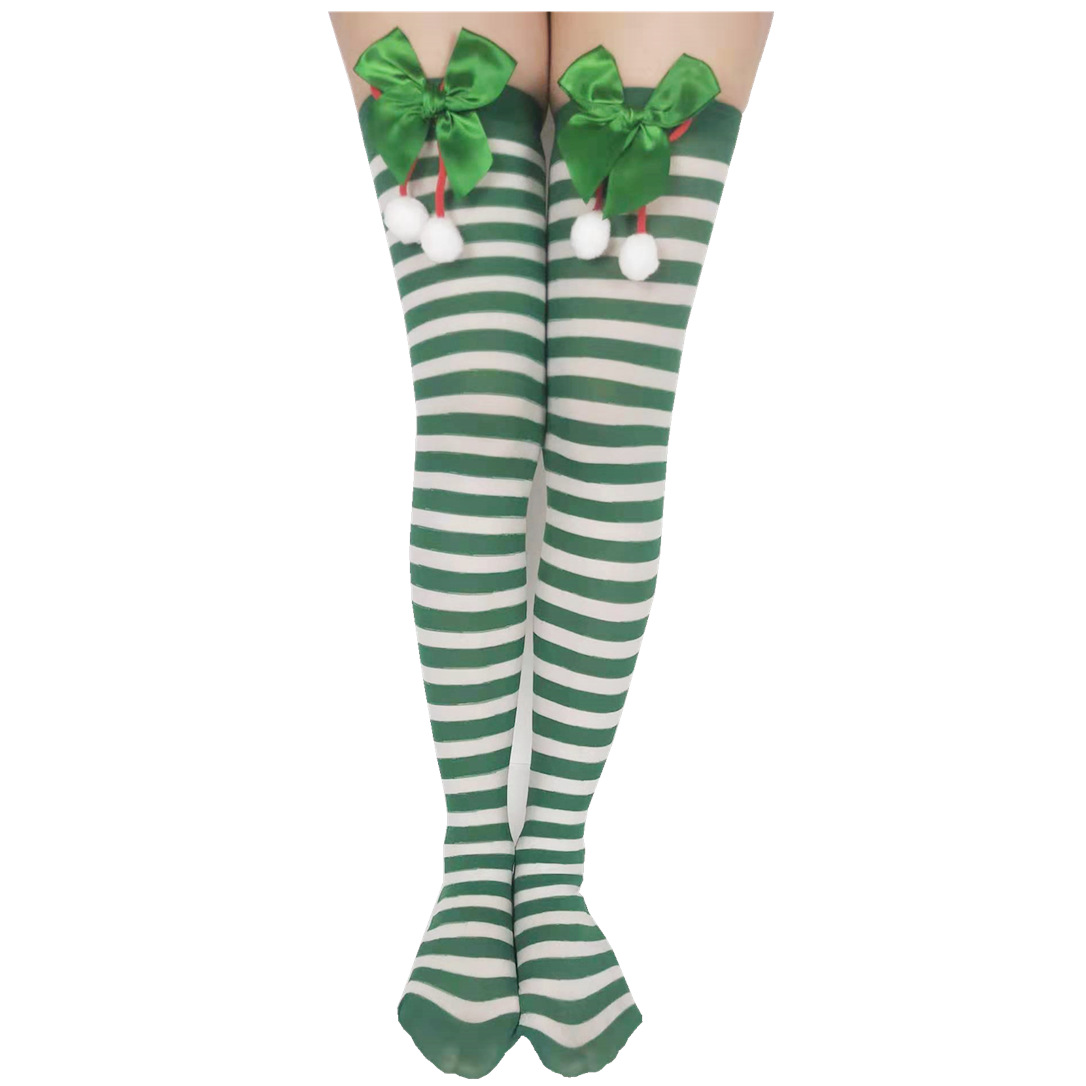 Christmas Ball With Bow Hair Monochrome Striped Socks Christmas Stocking Holiday Party Special Socks